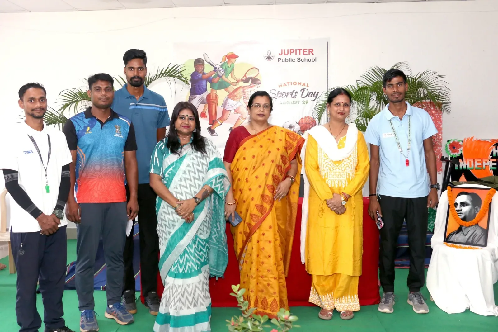 Students and teachers at the National Sports Day celebration.